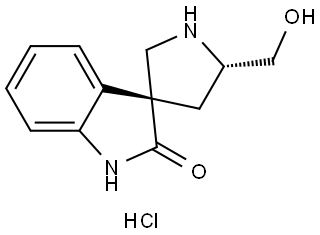 (3R,5'S)-5'-(hydroxymethyl)spiro[indoline-3,3'-pyrrolidin]-2-one hydrochloride Struktur