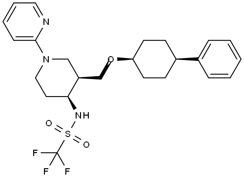 1,1,1-trifluoro-N-(3-(((4-phenylcyclohexyl)oxy)methyl)-1-(pyridin-2-yl)piperidin-4-yl)methanesulfonamide Struktur