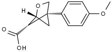 rel-(1R,4S,5S)-4-(4-methoxyphenyl)-2-oxabicyclo[2.1.1]hexane-5-carboxylic acid Struktur