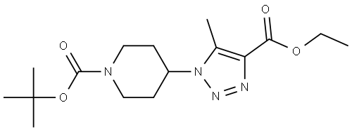 1-Piperidinecarboxylic acid, 4-[4-(ethoxycarbonyl)-5-methyl-1H-1,2,3-triazol-1-yl]-, 1,1-dimethylethyl ester Struktur