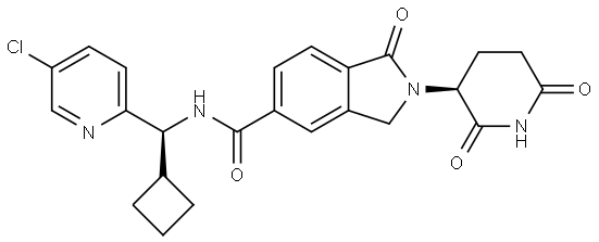 1H-Isoindole-5-carboxamide, N-[(S)-(5-chloro-2-pyridinyl)cyclobutylmethyl]-2-[(3S)-2,6-dioxo-3-piperidinyl]-2,3-dihydro-1-oxo- Struktur