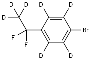 1-bromo-4-(1,1-difluoroethyl-2,2,2-d3)benzene-2,3,5,6-d4 Struktur