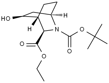 O2-tert-butyl O3-ethyl (1R,3R,4R,5S)-5-hydroxy-2-azabicyclo[2.2.2]octane-2,3-dicarboxylate Struktur