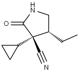 (3S,4R)-3-cyclopropyl-4-ethyl-2-oxo-pyrrolidine-3-carbonitrile Struktur