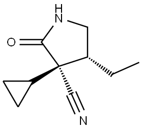 (3R,4R)-3-cyclopropyl-4-ethyl-2-oxo-pyrrolidine-3-carbonitrile Struktur