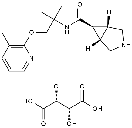 (1R,5S,6r)-N-(2-methyl-1-((3-methylpyridin-2-yl)oxy)propan-2-yl)-3-azabicyclo[3.1.0]hexane-6-carboxamide L(+)-Tartaric acid Struktur