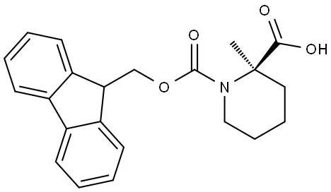 (2R)-1-(9H-fluoren-9-ylmethoxycarbonyl)-2-methyl-piperidine-2-carboxylic acid Struktur