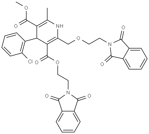 3,5-Pyridinedicarboxylic acid, 4-(2-chlorophenyl)-2-[[2-(1,3-dihydro-1,3-dioxo-2H-isoindol-2-yl)ethoxy]methyl]-1,4-dihydro-6-methyl-, 3-[2-(1,3-dihydro-1,3-dioxo-2H-isoindol-2-yl)ethyl] 5-methyl ester Struktur