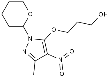 3-((3-methyl-4-nitro-1-(tetrahydro-2H-pyran-2-yl)-1H-pyrazol-5-yl)oxy)pro-pan-1-ol Struktur