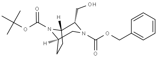 O3-benzyl O8-tert-butyl (1S,2R,5R)-2-(hydroxymethyl)-3,8-diazabicyclo[3.2.1]octane-3,8-dicarboxylate Struktur