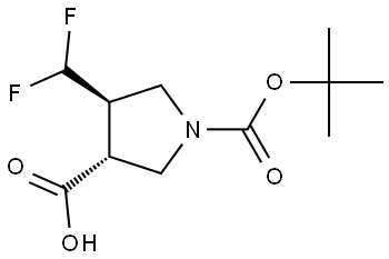 (3R,4R)-1-(tert-butoxycarbonyl)-4-(difluoromethyl)pyrrolidine-3-carboxylic acid Struktur