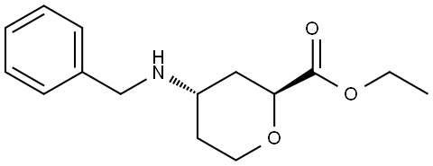 ethyl trans-4-(benzylamino)tetrahydropyran-2-carboxylate Struktur