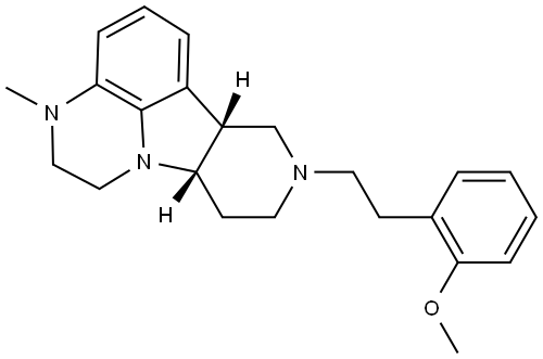 1H-Pyrido[3′,4′:4,5]pyrrolo[1,2,3-de]quinoxaline, 2,3,6b,7,8,9,10,10a-octahydro-8-[2-(2-methoxyphenyl)ethyl]-3-methyl-, (6bR,10aS)- Struktur