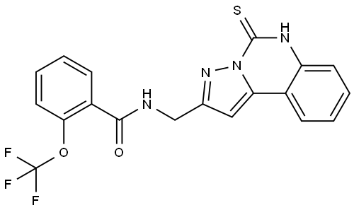 N-[(5-thioxo-6H-pyrazolo[1,5-c]quinazolin-2-yl)methyl]-2-(trifluoromethoxy)benzamide Struktur