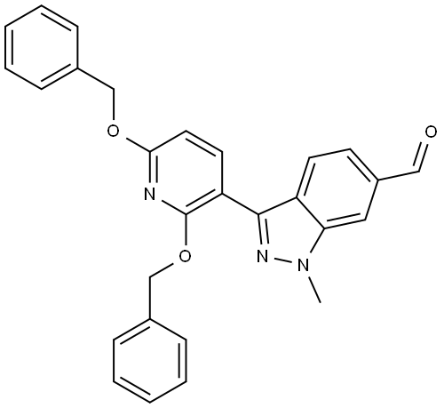 1H-Indazole-6-carboxaldehyde, 3-[2,6-bis(phenylmethoxy)-3-pyridinyl]-1-methyl- Struktur