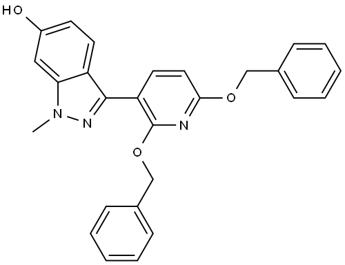 1H-Indazol-6-ol, 3-[2,6-bis(phenylmethoxy)-3-pyridinyl]-1-methyl- Struktur