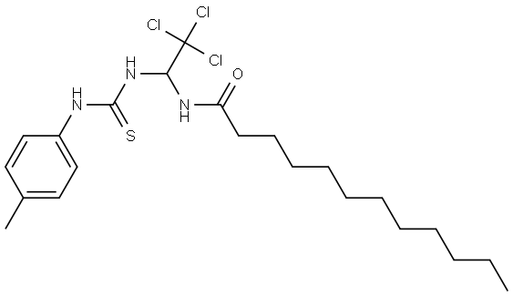 N-(2,2,2-TRICHLORO-1-((4-TOLUIDINOCARBOTHIOYL)AMINO)ETHYL)DODECANAMIDE Struktur