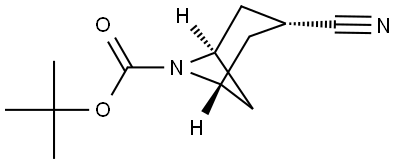 tert-butyl trans-3-cyano-6-azabicyclo[3.1.1]heptane-6-carboxylate Struktur