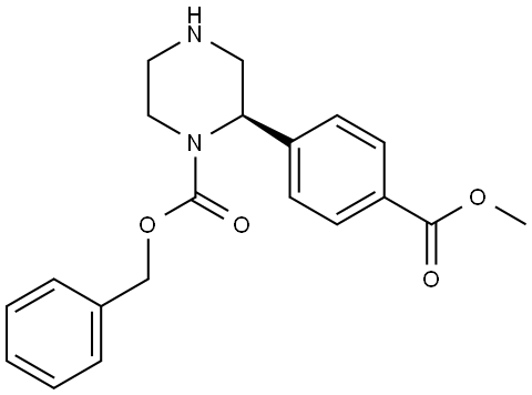 benzyl (R)-2-(4-(methoxycarbonyl)phenyl)piperazine-1-carboxylate Struktur