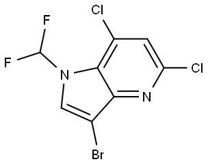 1H-Pyrrolo[3,2-b]pyridine, 3-bromo-5,7-dichloro-1-(difluoromethyl)- Struktur