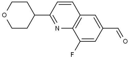 8-fluoro-2-(tetrahydro-2H-pyran-4-yl)quinoline-6-carbaldehyde Struktur