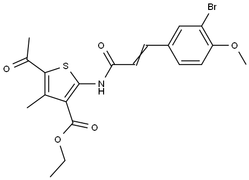 ET 5-AC-2-((3-(3-BR-4-METHOXYPHENYL)ACRYLOYL)AMINO)-4-ME-3-THIOPHENECARBOXYLATE Struktur