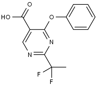 2-(1,1-difluoroethyl)-4-phenoxypyrimidine-5-carboxylic acid Struktur