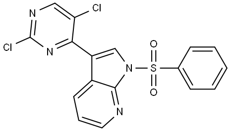 4-(1-(benzenesulfonyl)-1H-pyrrolo[2,3-b]pyridin-3-yl)-2,5-dichloropyrimidine Struktur