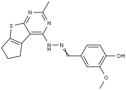 4-HYDROXY-3-METHOXYBENZALDEHYDE (2-METHYL-6,7-DIHYDRO-5H-CYCLOPENTA[4,5]THIENO[2,3-D]PYRIMIDIN-4-YL)HYDRAZONE Struktur