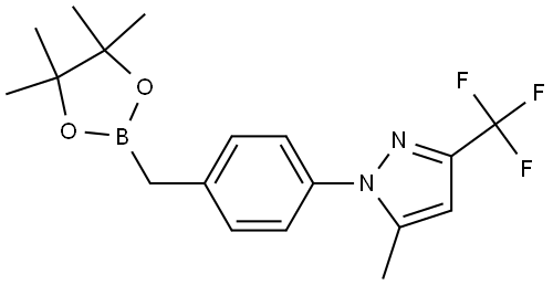 5-methyl-1-(4-((4,4,5,5-tetramethyl-1,3,2-dioxaborolan-2-yl)methyl)phenyl)-3-(trifluoromethyl)-1H-pyrazole Struktur