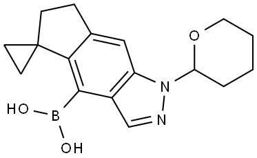 (1-(Tetrahydro-2H-pyran-2-yl)-6,7-dihydro-1H-spiro[cyclopenta[f]indazole-5,1'-cyclopropan]-4-yl)boronic acid Struktur