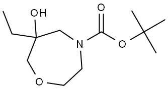 1,4-Oxazepine-4(5H)-carboxylic acid, 6-ethyltetrahydro-6-hydroxy-, 1,1-dimethylethyl ester Struktur