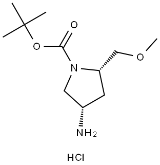 (2S,4S)-4-Amino-2-methoxymethyl-pyrrolidine-1-carboxylic acid tert-butyl ester hydrochloride Struktur