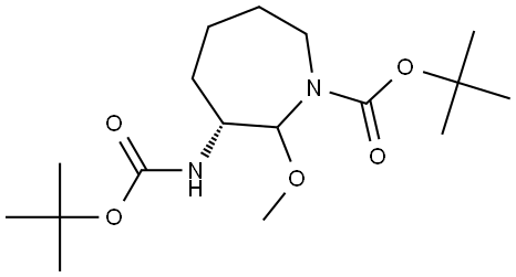 (3R)-tert-butyl 3-((tert-butoxycarbonyl)amino)-2-methoxyazepane-1-carboxylate Struktur