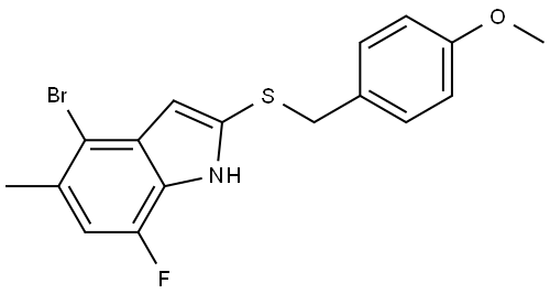 4-bromo-7-fluoro-2-((4-methoxybenzyl)thio)-5-methyl-1H-indole Struktur