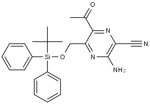 2-Pyrazinecarbonitrile, 6-acetyl-3-amino-5-[[[(1,1-dimethylethyl)diphenylsilyl]oxy]methyl]- Struktur