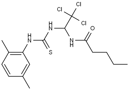 N-(2,2,2-TRICHLORO-1-(((2,5-DIMETHYLANILINO)CARBOTHIOYL)AMINO)ETHYL)PENTANAMIDE Struktur