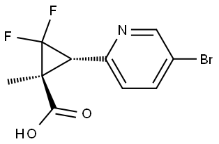 (1S,3S)-3-(5-Bromopyridin-2-yl)-2,2-difluoro-1-methylcyclopropane-1-carboxylic acid Struktur