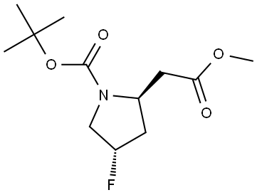 2-Pyrrolidineacetic acid, 1-[(1,1-dimethylethoxy)carbonyl]-4-fluoro-, methyl ester, (2S,4S)- Structure