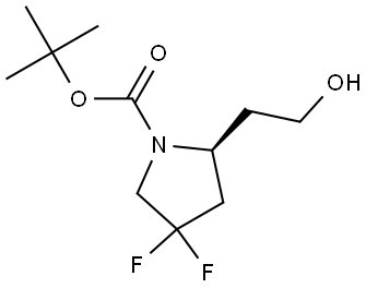 1-Pyrrolidinecarboxylic acid, 4,4-difluoro-2-(2-hydroxyethyl)-, 1,1-dimethylethyl ester, (2S)- Struktur