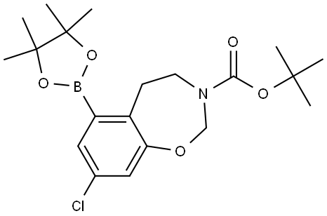 1,3-Benzoxazepine-3(2H)-carboxylic acid, 8-chloro-4,5-dihydro-6-(4,4,5,5-tetramethyl-1,3,2-dioxaborolan-2-yl)-, 1,1-dimethylethyl ester Struktur