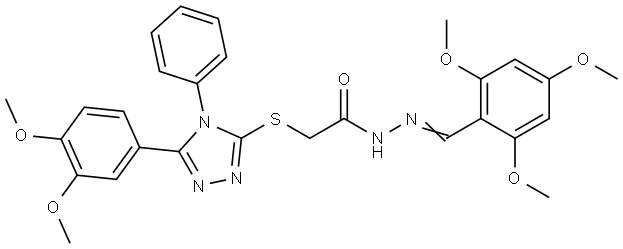 2-{[5-(3,4-DIMETHOXYPHENYL)-4-PHENYL-4H-1,2,4-TRIAZOL-3-YL]SULFANYL}-N'-[(E)-(2,4,6-TRIMETHOXYPHENYL)METHYLIDENE]ACETOHYDRAZIDE Struktur