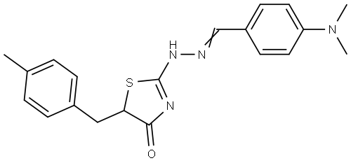 4-(DIMETHYLAMINO)BENZALDEHYDE [(2E)-5-(4-METHYLBENZYL)-4-OXO-1,3-THIAZOLIDIN-2-YLIDENE]HYDRAZONE Struktur