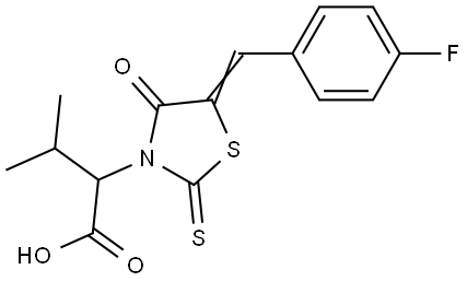 2-[(5E)-5-(4-FLUOROBENZYLIDENE)-4-OXO-2-THIOXO-1,3-THIAZOLIDIN-3-YL]-3-METHYLBUTANOIC ACID Struktur