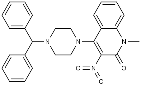 4-(4-Benzhydryl-1-piperazinyl)-1-methyl-3-nitroquinolin-2(1H)-one Struktur