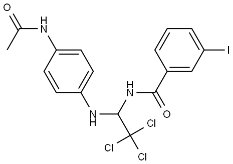 N-(1-(4-(ACETYLAMINO)ANILINO)-2,2,2-TRICHLOROETHYL)-3-IODOBENZAMIDE Struktur