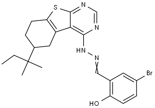 5-BROMO-2-HYDROXYBENZALDEHYDE (6-TERT-PENTYL-5,6,7,8-TETRAHYDRO[1]BENZOTHIENO[2,3-D]PYRIMIDIN-4-YL)HYDRAZONE Struktur