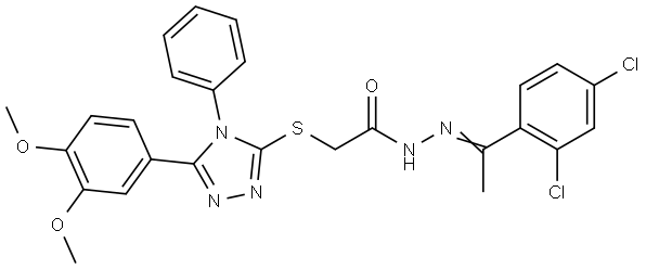 N'-[(E)-1-(2,4-DICHLOROPHENYL)ETHYLIDENE]-2-{[5-(3,4-DIMETHOXYPHENYL)-4-PHENYL-4H-1,2,4-TRIAZOL-3-YL]SULFANYL}ACETOHYDRAZIDE Struktur