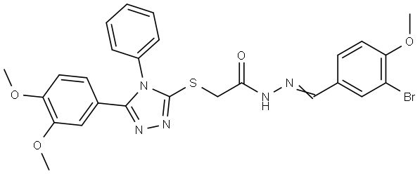 N'-[(E)-(3-BROMO-4-METHOXYPHENYL)METHYLIDENE]-2-{[5-(3,4-DIMETHOXYPHENYL)-4-PHENYL-4H-1,2,4-TRIAZOL-3-YL]SULFANYL}ACETOHYDRAZIDE Struktur