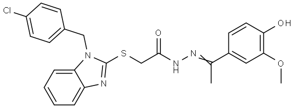 2-{[1-(4-CHLOROBENZYL)-1H-BENZIMIDAZOL-2-YL]SULFANYL}-N'-[(E)-1-(4-HYDROXY-3-METHOXYPHENYL)ETHYLIDENE]ACETOHYDRAZIDE Struktur